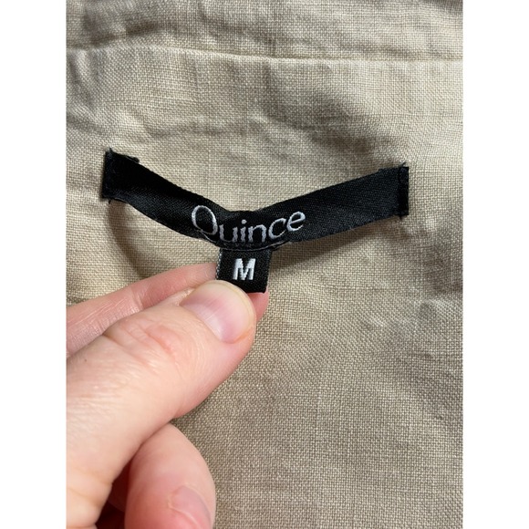 QUINCE Organic Linen Shirt Dress Button Front Belted Midi Beige Women's Size M - Picture 5 of 7